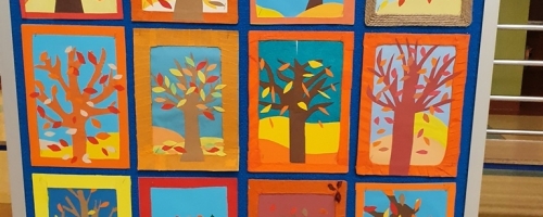 Obrazek jesienny - wystawa prac uczniów klas piątych