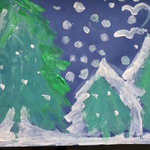 pokaż obrazek - Zimowe choinki - warsztaty malowania temperą