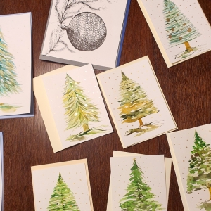 pokaż obrazek - Kartki Bożonarodzeniowe wykonane techniką akwareli